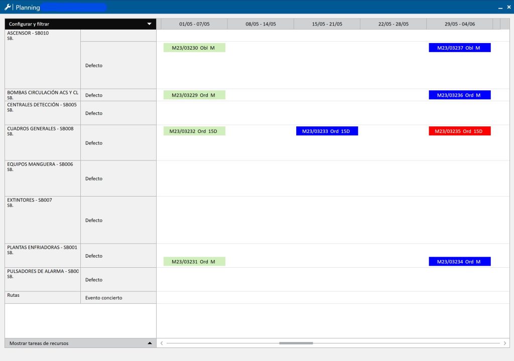 Planning mantenimiento preventivo